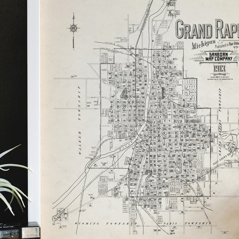 Grand Rapids Michigan Map Art Print | Etsy