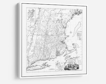 Vintage New England Map Art