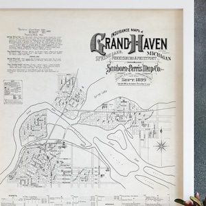 Grand Haven Michigan Map Etsy Il Nuvb 