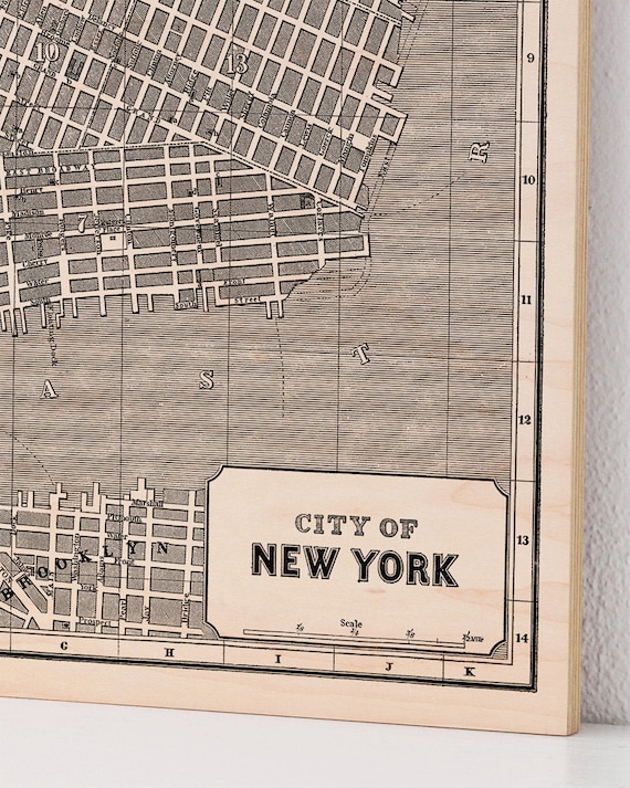 New York City Wood Print Map Vintage Home Decor Map Art New York City Wood Print Map Vintage Home Decor Map Art