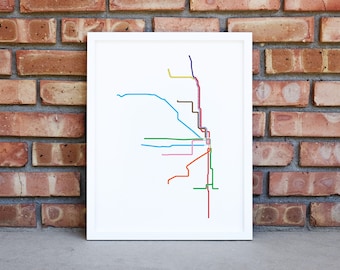 Chicago CTA Map Art Print: Abstract Train Lines (Digital Download)