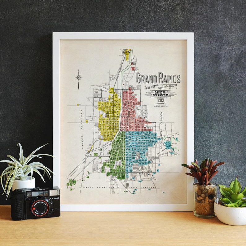 Grand Rapids Michigan Map Art Print | Etsy