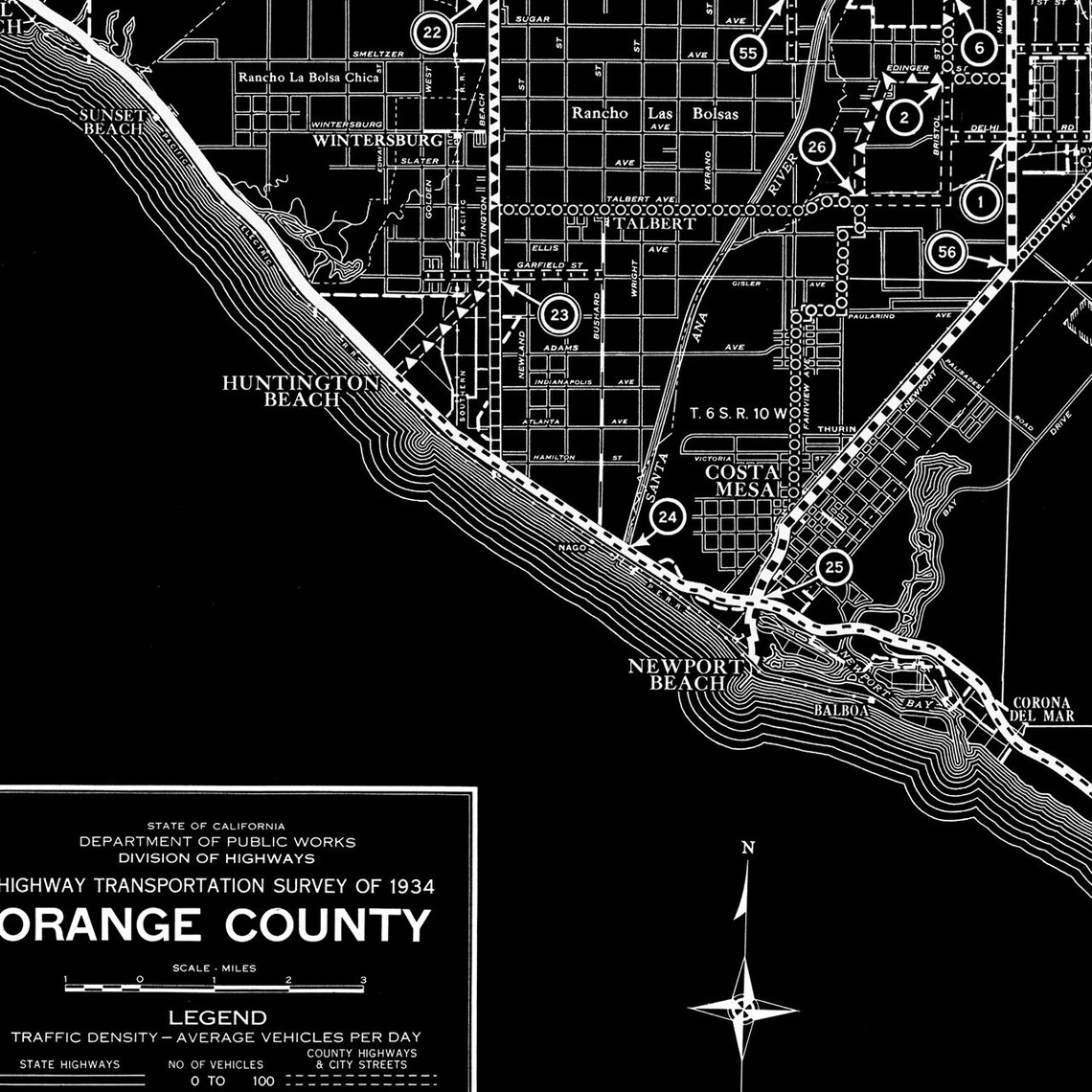 Orange County Map Orange County California Orange County Etsy