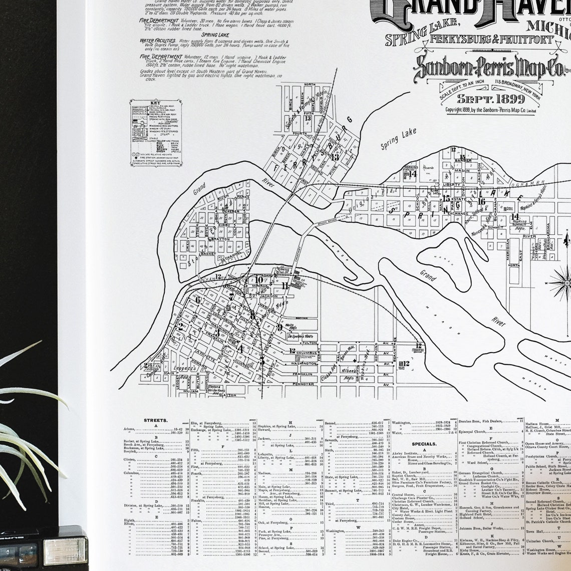 Grand Haven Michigan Map Art Print Etsy