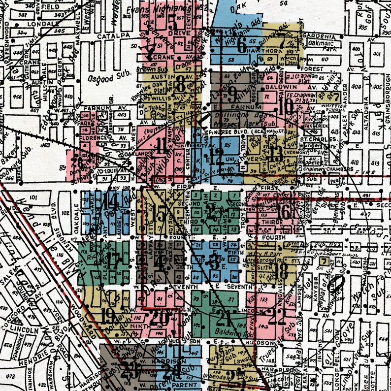 Vintage Royal Oak and Ferndale Michigan Map Etsy