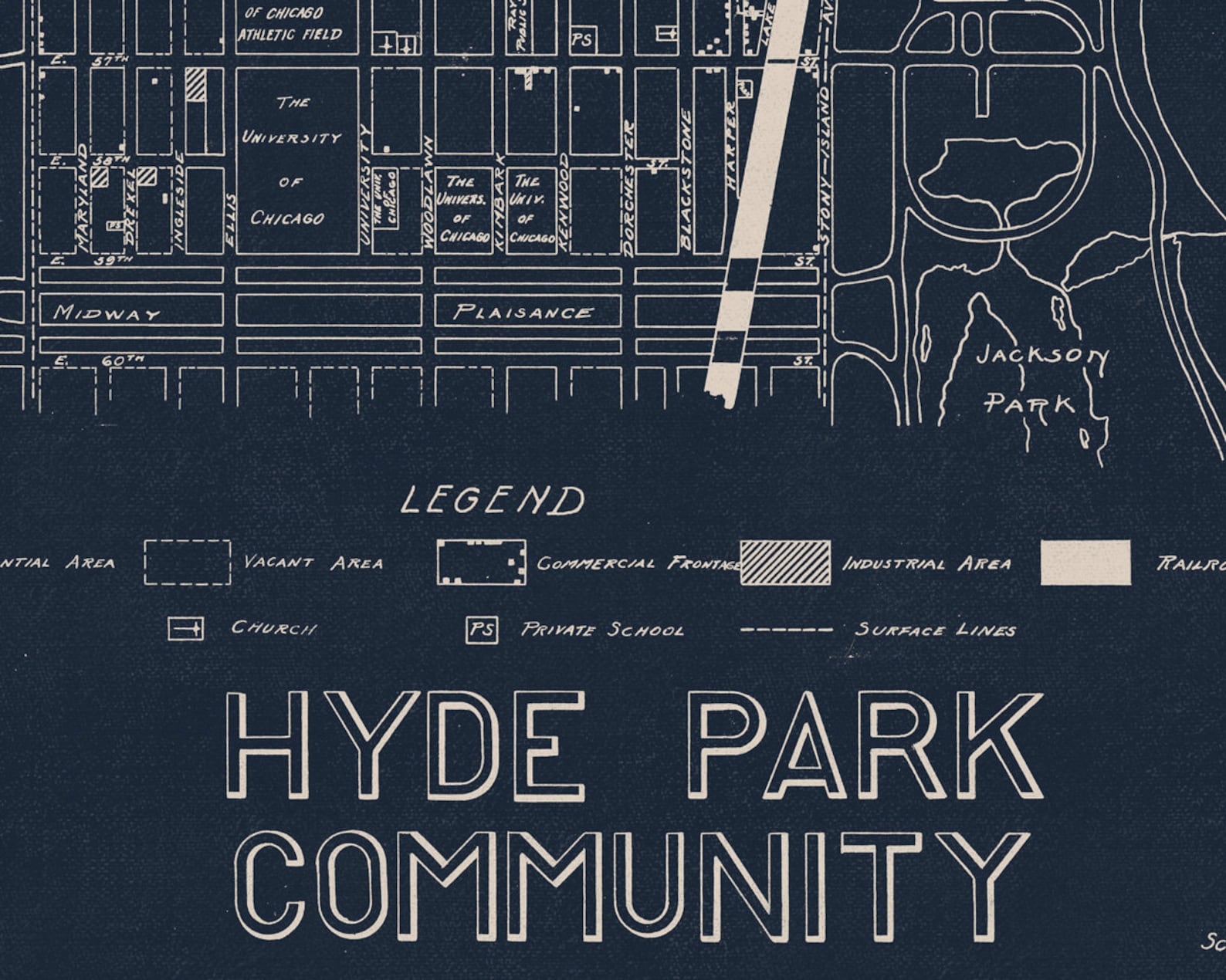 Hyde Park Chicago Map Art - Etsy