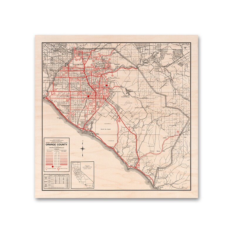 Orange County, Maple Wooden Print Map, 1934 California Map, House Decor, Wall Artwork picture regarding Printable Map of Orange County Ca referred to as Orange County, Maple Wooden Print Map, 1934 California Map, Dwelling Decor, Wall Artwork