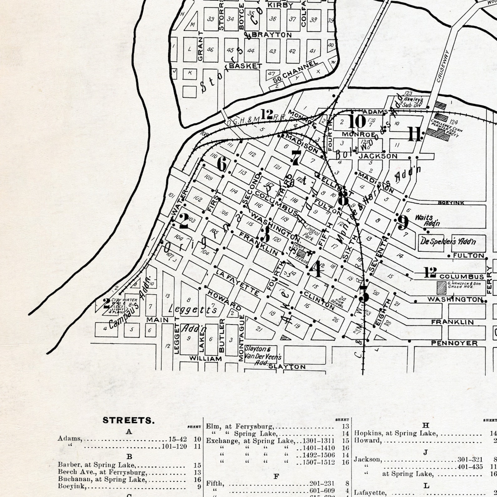 Grand Haven Michigan Map Etsy