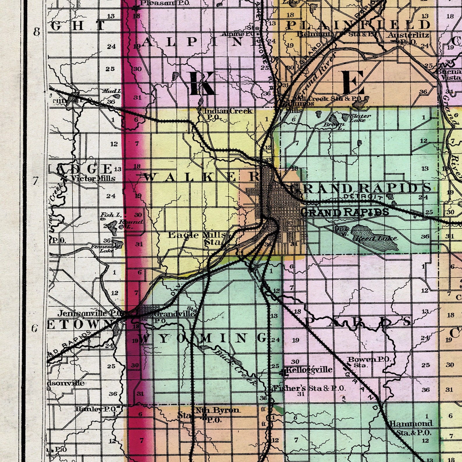 Kent County Michigan Map Etsy