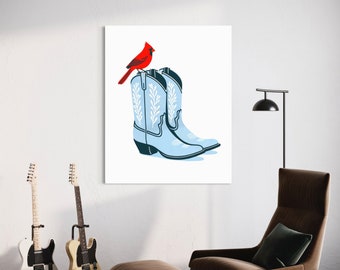 PRINTABLE - Cardinal & Cowboy Boots Illustration