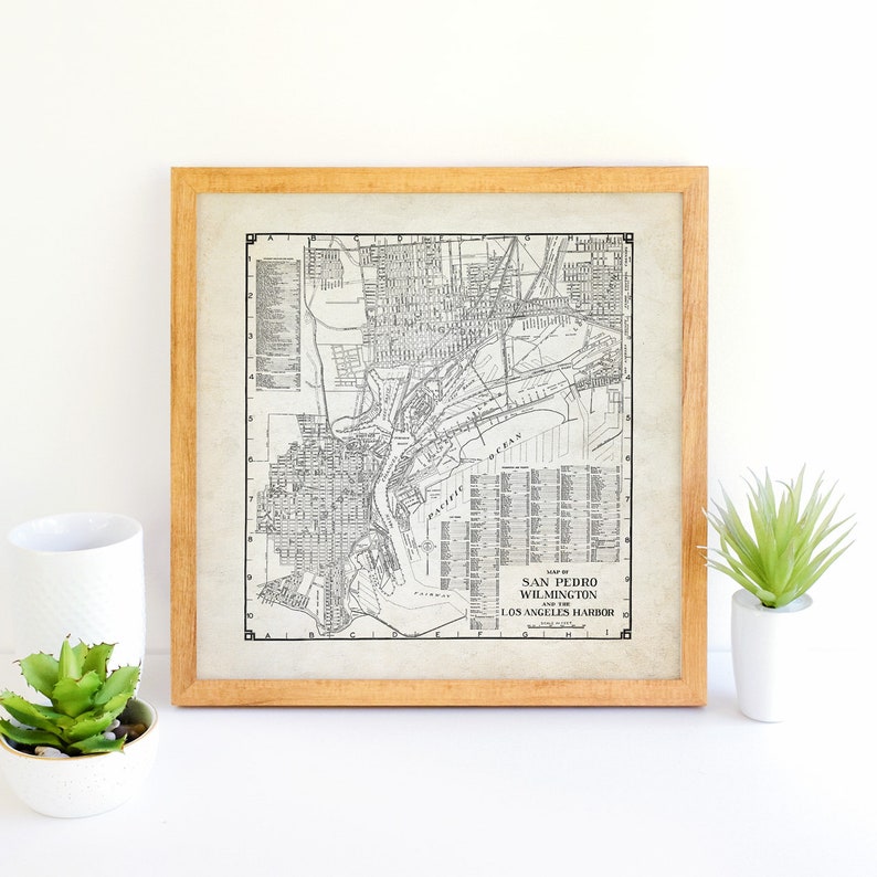Vintage San Pedro California Map Wilmington Map Los Angeles Etsy