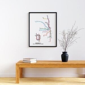 Framed Chicago CTA Map Art