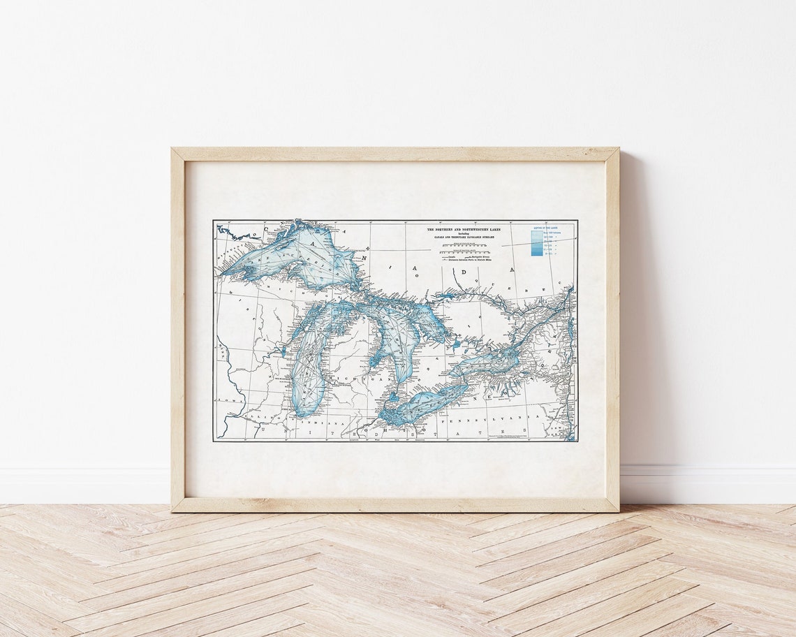 Great Lakes Map Art - Etsy