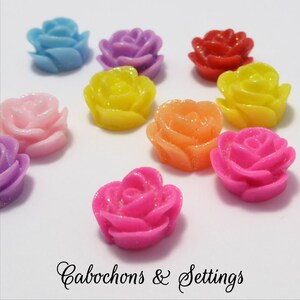 Beading Resin Cabochon 5 Pairs 5 Colours Aussie Summer Roses Beads 