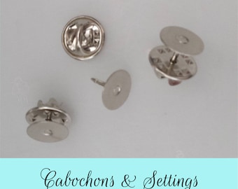 4mm or 10mm Silver Lapel Pins Findings for Cabochons  - AUSTRALIA