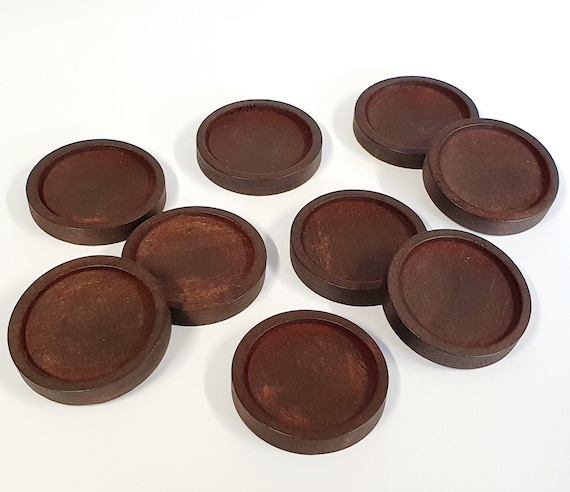 木製ダークブラウン円形トレー 木製ダークブラウン円形トレー 25 mm 木製ベゼルトレイ - ダーク
