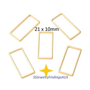 5 Pieces Gold Plated Stainless Steel Rectangle Linking Ring 21x10mm Hypoallergenic Tarnish Resistant - jewellery making supplies Australia