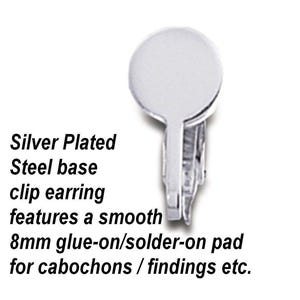 Clip On Earrings: Silver Steel 8mm Flat Pad - Non Pierced - Wholesale
