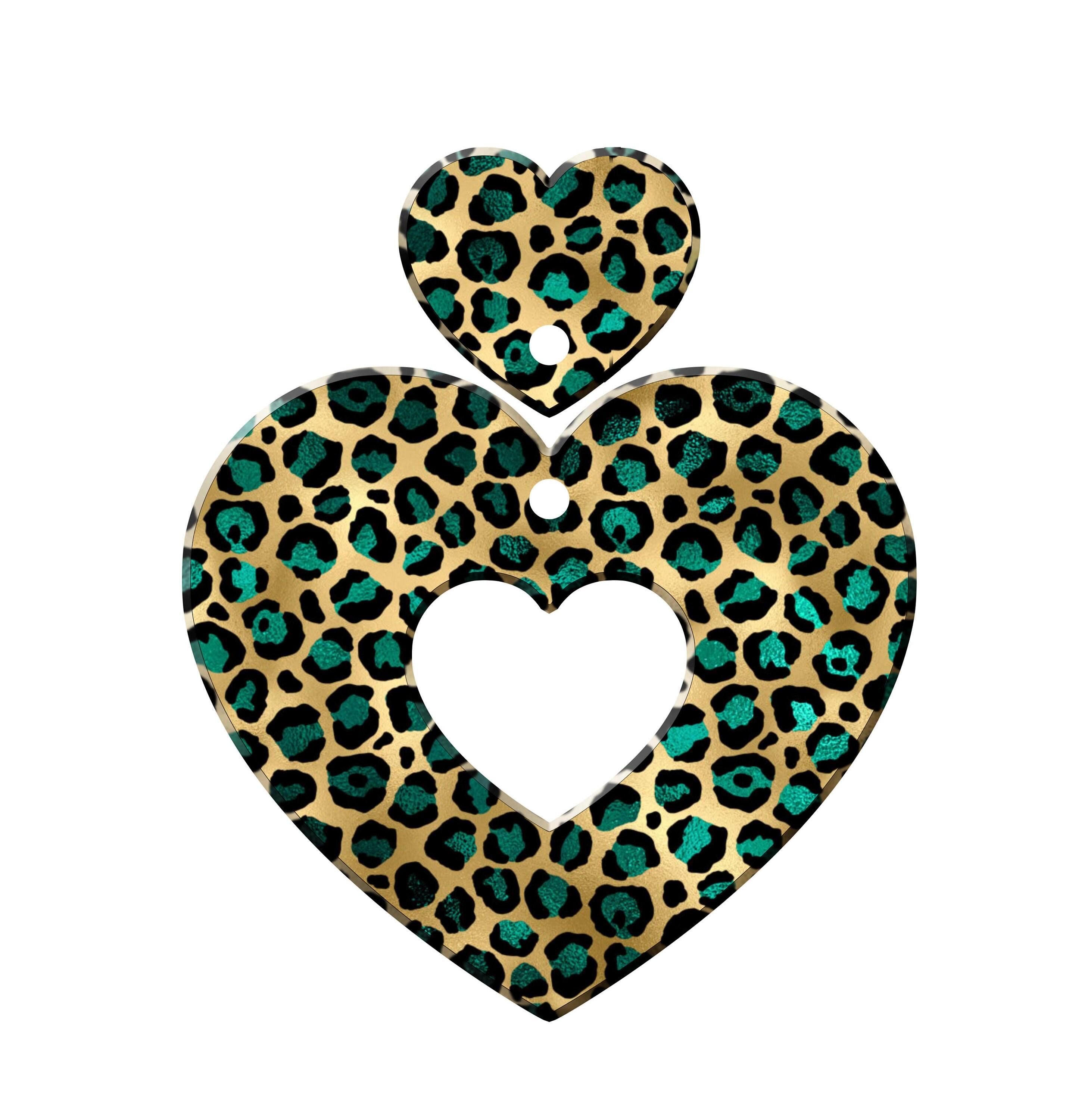 Orecchini Pendenti A Forma Di Cuore In Acrilico Leopardato - Bijoux Alla Moda Per Ragazze E Coppie - Idea Regalo San Valentino - 3