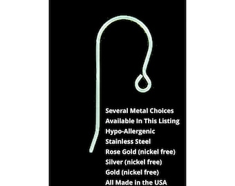 Nickel Free Shiny Silver French Ear Wire Hooks Hypo-Allergenic - Highest Quality USA Made