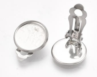 Clip On Earrings: Hypoallergenic Stainless Steel - 12mm Bezel Style - Wholesale