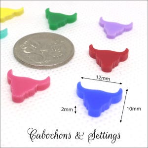 Cabochon in acrilico a forma di animali: elefante dalle lunghe corna, gatto, 12 mm, colorati, tagliati al laser - Vendita all'ingrosso immagine 7