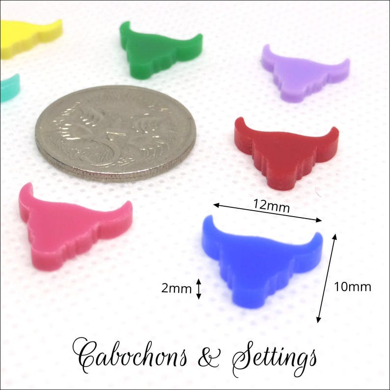 Cabochon in acrilico a forma di animali: elefante dalle lunghe corna, gatto, 12 mm, colorati, tagliati al laser - Vendita all'ingrosso immagine 7