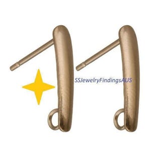 2 Pairs Rose Gold Plated Stainless Steel 15mm Stud Earring Posts with Loop and Silicon ear nut Backings Hypoallergenic Tarnish Resistant