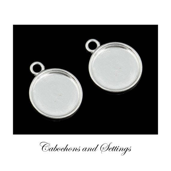 10 x Shiny Silver Pendant Cabochon 22mm Bezel DIY Nickel & Lead Free 10 x Shiny Silver Pendant Cabochon 22mm Bezel DIY Nickel & Lead Free