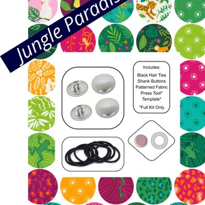 Hair Ties Cover Button Kit enthält eine vollständige Anleitung. DIY Moda Jungle Paradise Wähle deine Button Größe