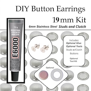 Kit para hacer pendientes: botones de tela de 19 mm y remaches de acero (kit de manualidades DIY) - Venta al por mayor