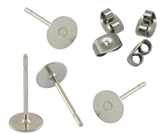 500 Earring Studs Posts Nickel /& Lead Free 6mm Pad /& Clutch Backs BUDGET RANGE