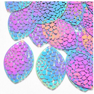 45mm Multichrome - Filigree Earring Charms - Serene Elipse - Options for Earwires - Rainbow