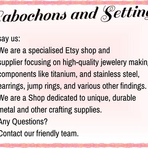 text that provides information about a jewelry-making business, including details about their specialty, the materials they use, and their commitment to providing unique and durable supplies.