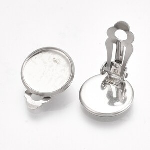 Clip On Earrings 10mm Bezel  -  304 Stainless Steel