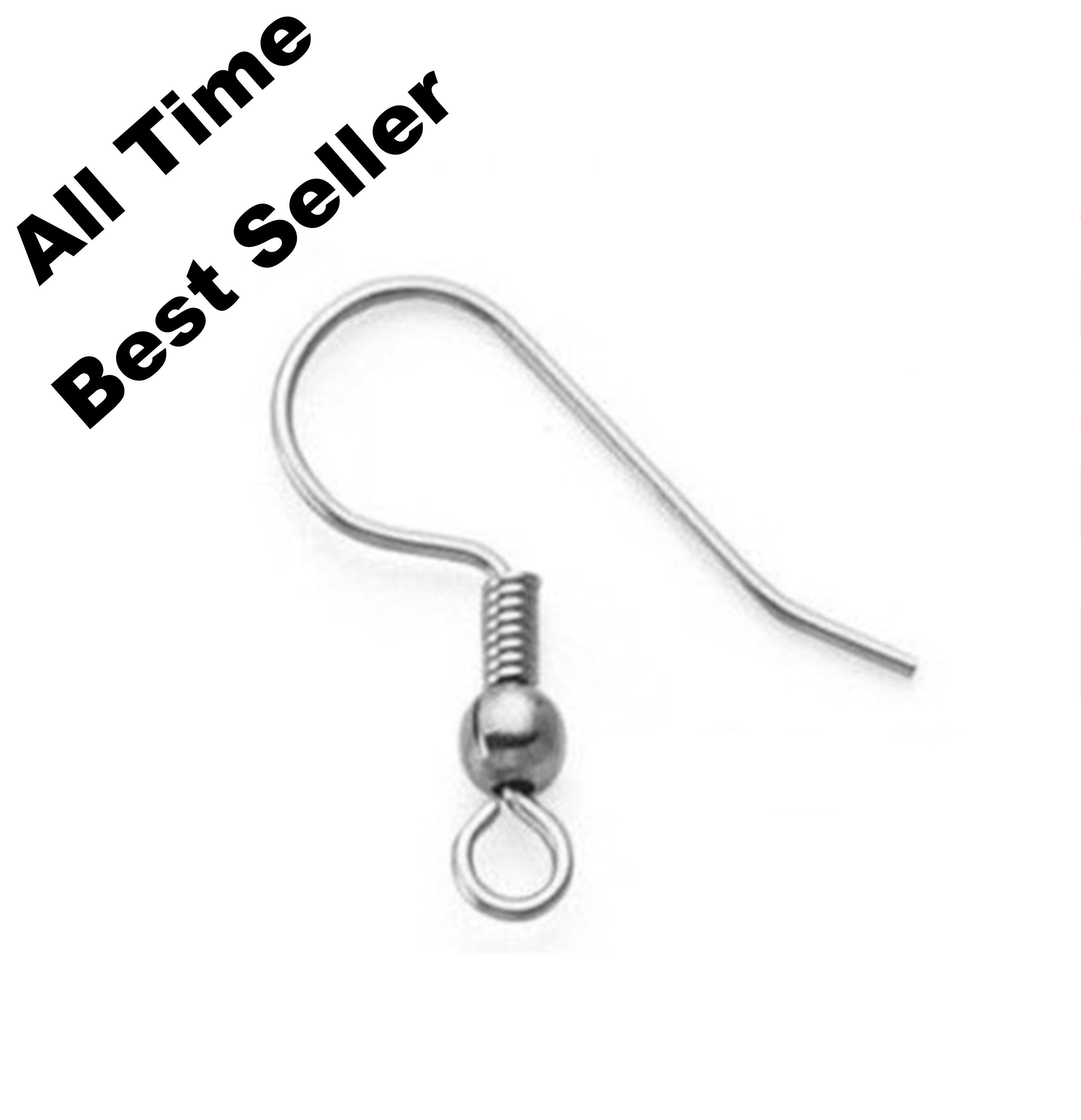 Stainless Steel Ear Wires ~ French Hooks with Ball + Coil ~Large