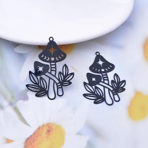 35mm Fungi Party Filigree Earring Pendants