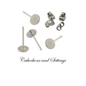 Surgical Steel Earring Stud Posts 6mm Glue Pad Hypo-allergenic , Stainless Steel Clutch Budget Range  -  Posts From AUSTRALIA