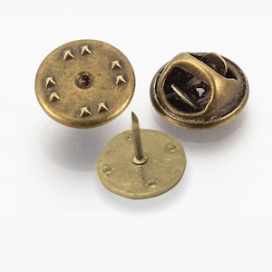 Broches de lapela em bronze antigo - 10 mm, pacote com 10 ou 50 unidades - Atacado