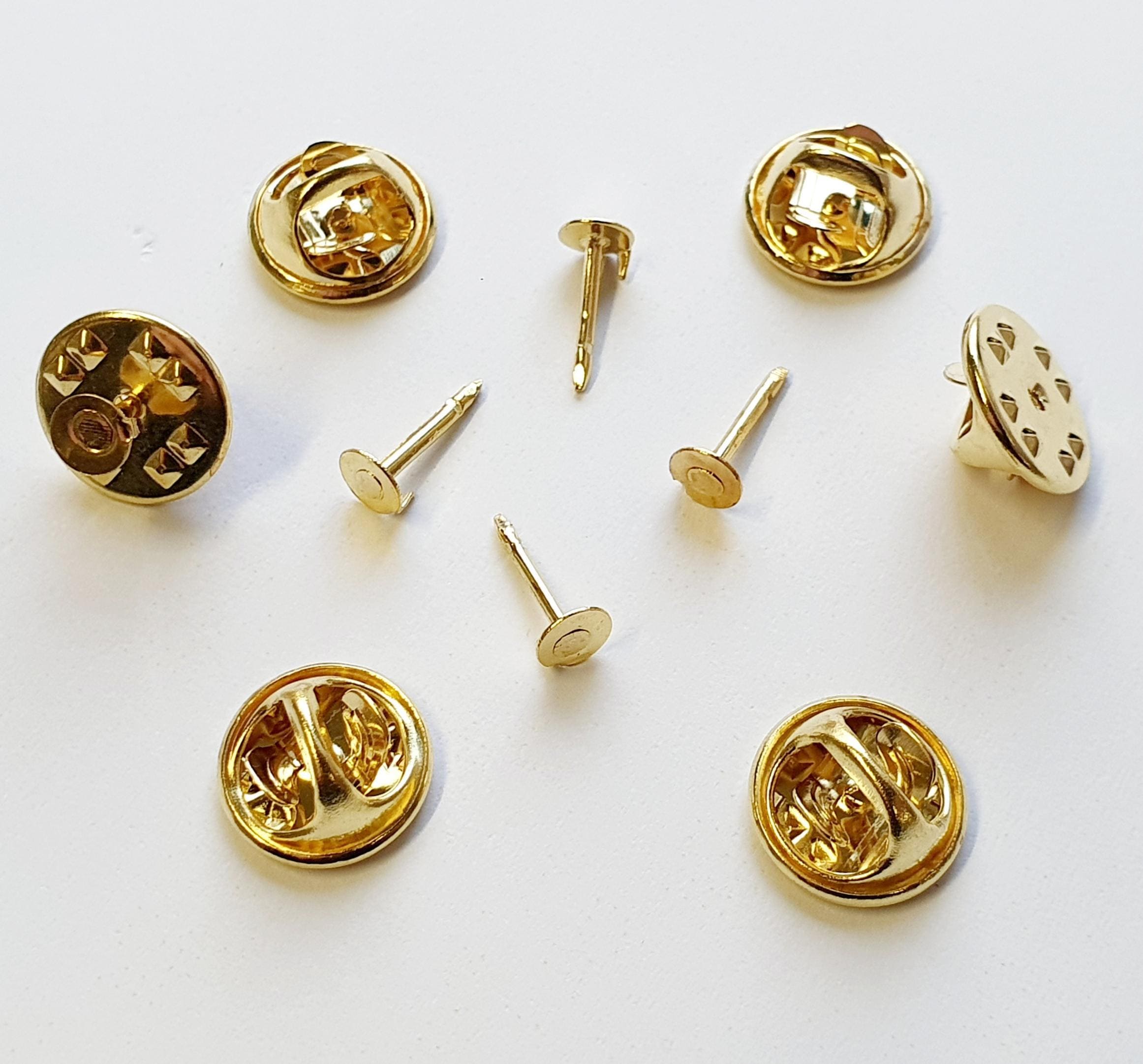 Gold Hat Lapel Pins, 4mm Size (pack of 10 or 50 With Rubber Backs