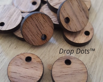 Pair Set Earring 12mm - 18mm DropDots for attaching Pendants with 2mm hole Laser Cut Walnut Wood 3mm Bulk Buys available Drop Dots