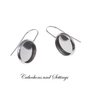 Bezel Earring Drops, Stainless Steel Smooth Edge (Fits 12mm Cabochons) - Wholesale image 2