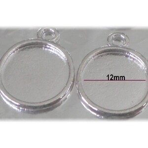 Round Bezel Settings: Silver Shiny Finish for 12mm Cabochons - Wholesale image 2