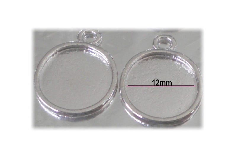 Round Bezel Settings: Silver Shiny Finish for 12mm Cabochons - Wholesale image 2