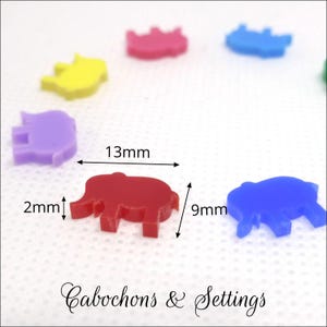Cabochon in acrilico a forma di animali: elefante dalle lunghe corna, gatto, 12 mm, colorati, tagliati al laser - Vendita all'ingrosso immagine 6