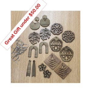 DIY Earring Kit: 9 Pairs Cherry & Walnut Wood Pendants - Gift for Daughter - Wholesale