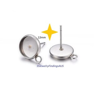 5 paar 12 mm roestvrijstalen cabochon zetting oorbellen met lus Hypoallergeen aanslagbestendig - benodigdheden voor het maken van sieraden