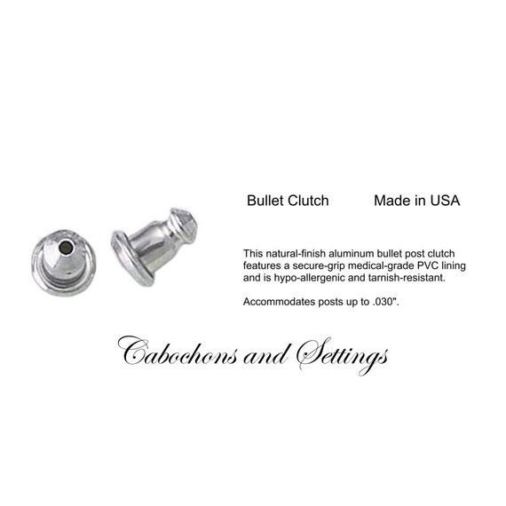 Hypo Allergenic Bullet Clutch Earring Backs with Pads - Silver