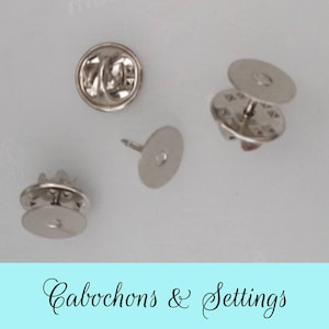 Silver Cabochon Lapel Pins - 10mm Bases with Clutch Choices - Wholesale