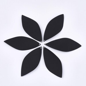 Black Leaf Earring Dangles - Large Matte Black - Steel Base, Perfect for Painting - Wholesale
